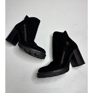 Bueno Elliott Women 40 US 9 Chunky Heel Boot Suede Sexy Zipper Going Out $225